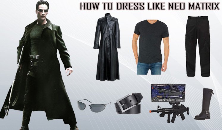 Costumes in 'The Matrix long coat worn by Neo (Keanu Reeves Neo Matrix Coat - Black T...