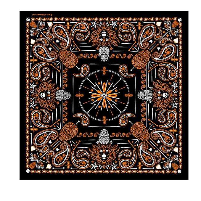 black-and-orange-paisley-bandana