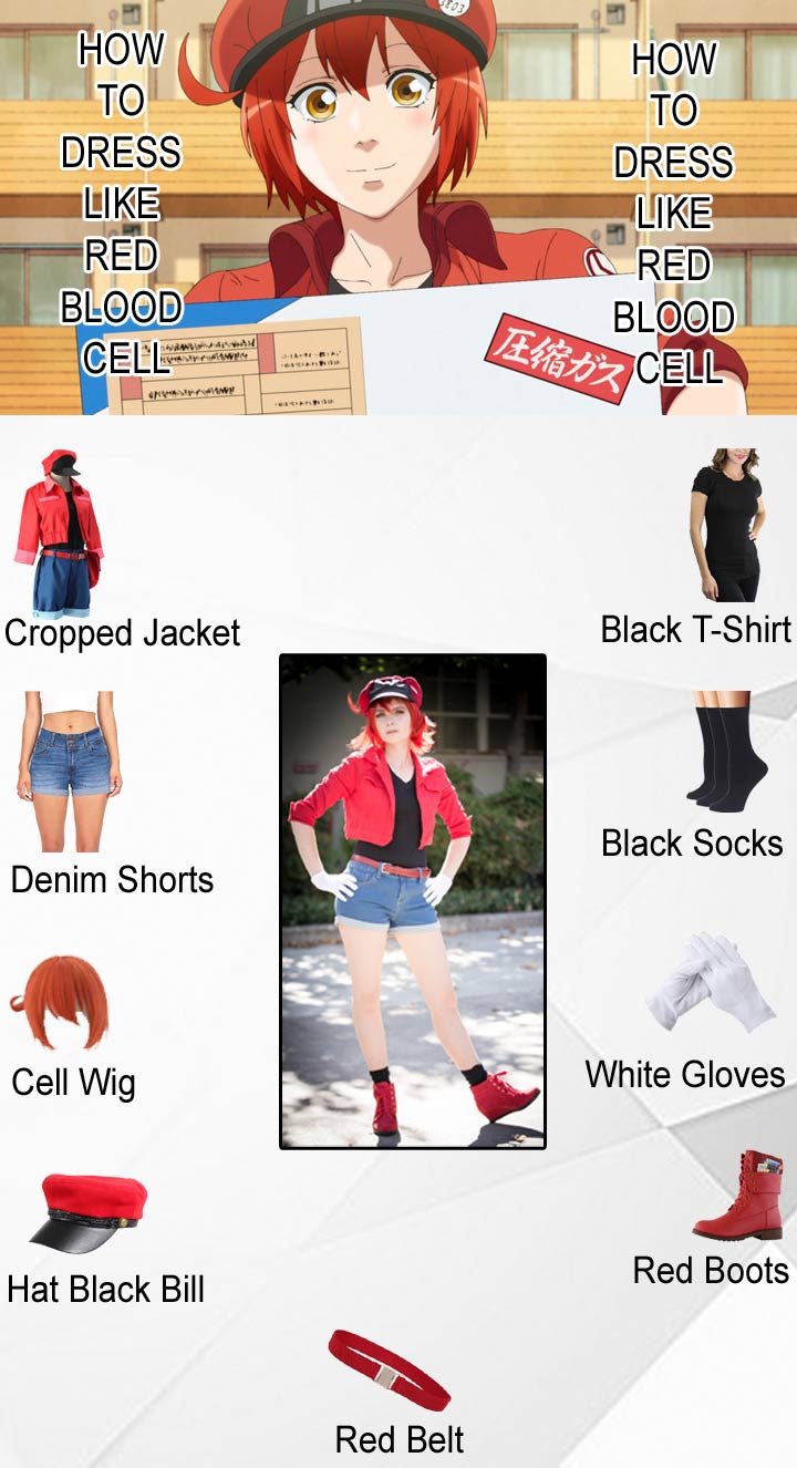 Anime Cells at Work! Erythrocite Red Blood Cell Cosplay Costume Outfit  Uniform