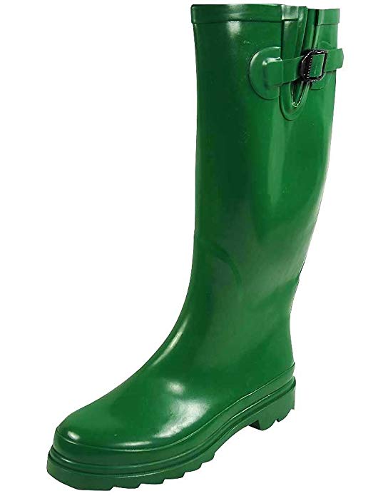 green-rubber-rain-boots