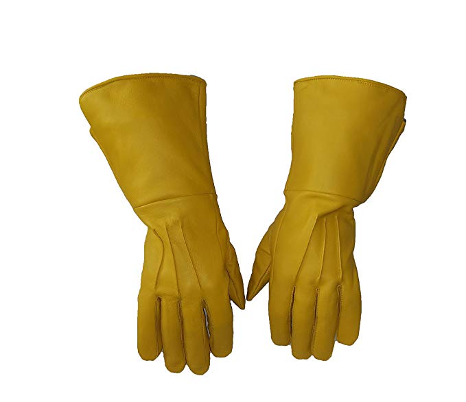 yellow-leather-gauntlet-gloves