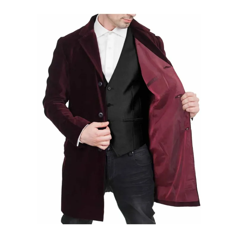 12th Doctor Maroon Velvet Coat 12th Doctor Maroon Velvet Coat