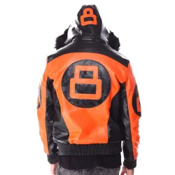 8 Ball Hooded Orange Bomber Jacket