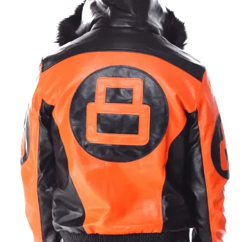 8 Ball Hooded Orange Bomber Jacket