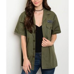 Army Green Rock Short Sleeve Women's Jacket