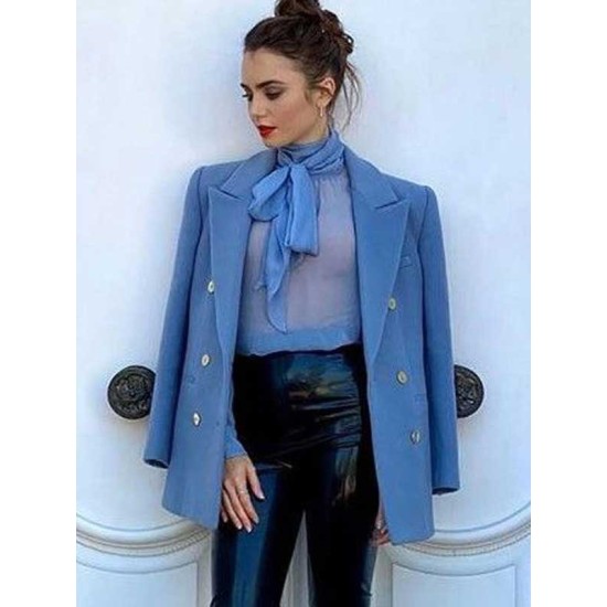 Emily In Paris S2 Lily Collins Blue Peacoat