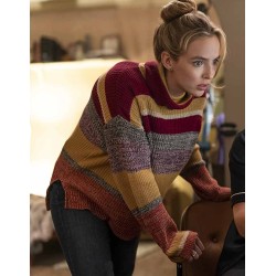 Free Guy Jodie Comer Woolen Striped Sweater