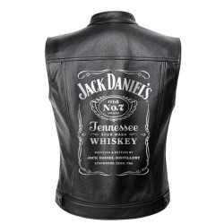 Jack Daniels Black Leather Moto Vest