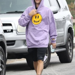 Justin Bieber Oversized Purple Fleece Hoodie