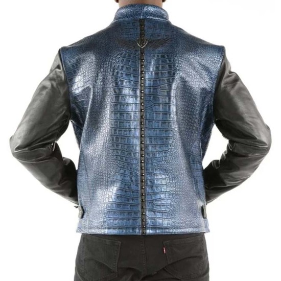 Pelle Pelle China Collar Biker Blue Leather Jacket