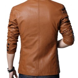 Men's Slim Fit Casual Wear Brown Jacket
