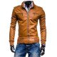 Men's Slim Fit Tan Brown Faux Leather Jacket