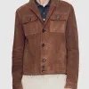 Aaron Taylor Johnson Brown Suede Leather Jacket