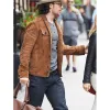 Aaron Taylor Johnson Brown Suede Leather Jacket