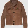 Aaron Taylor Johnson Brown Suede Leather Jacket