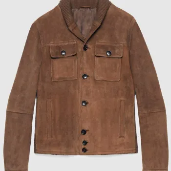 Aaron Taylor Johnson Brown Suede Leather Jacket