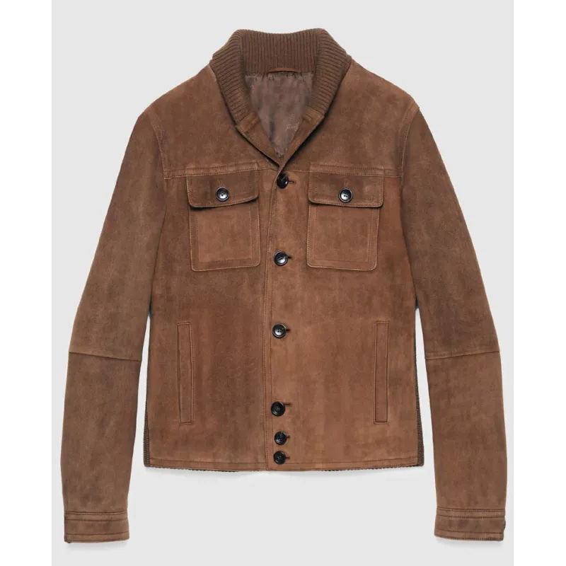 Aaron Taylor Johnson Brown Suede Leather Jacket