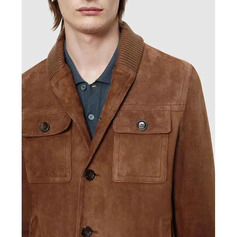 Aaron Taylor Johnson Brown Suede Leather Jacket Aaron Taylor Johnson Brown Suede Leather Jacket