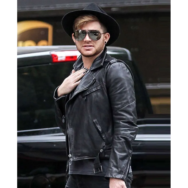 Adam Lambert Biker Black Leather Jacket Adam Lambert Biker Black Leather Jacket