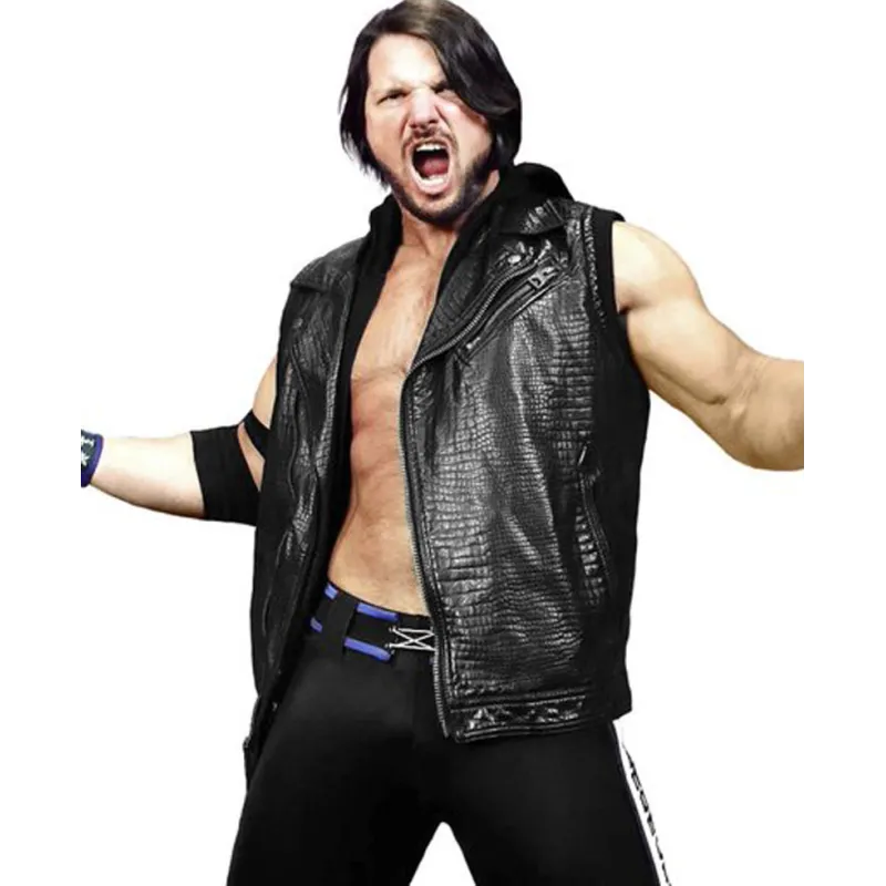 WWE Crocodile Alligator AJ Styles Vest with Hoodie WWE Crocodile Alligator AJ Styles Vest with Hoodie