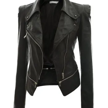Women's Alabama Black Leather Motorcycle Jacket