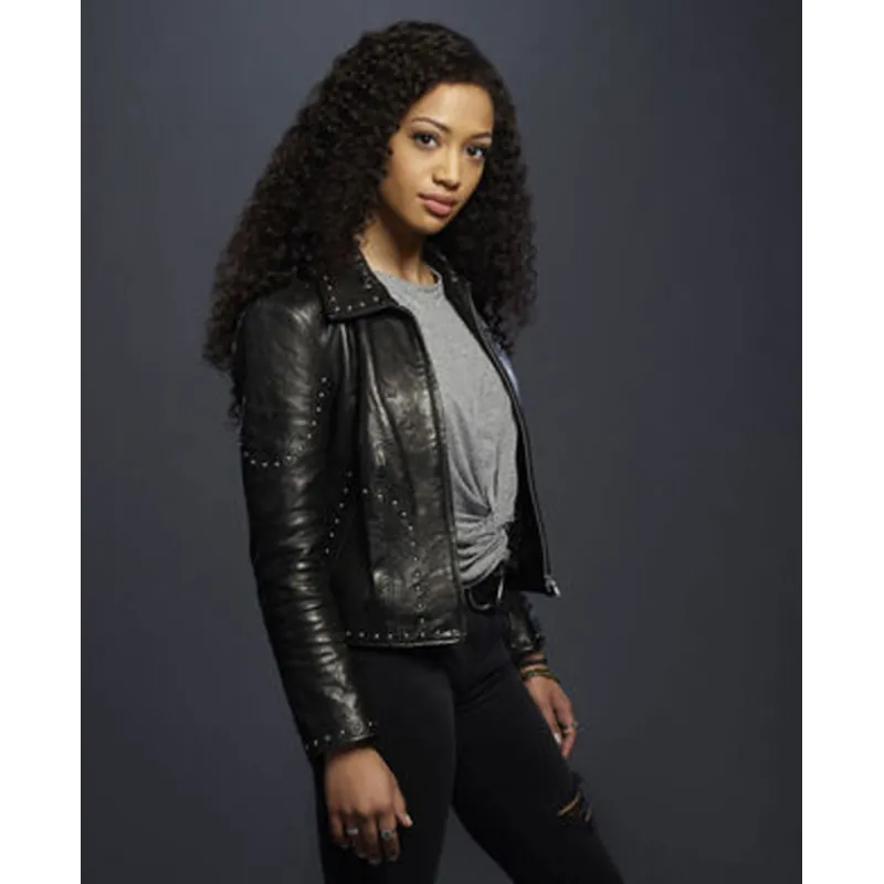 Samantha Logan All American Studded Leather Jacket