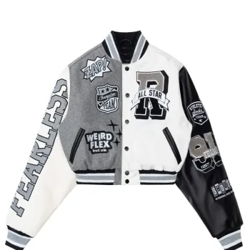 All Star Cropped Grey Varsity Jacket