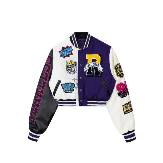 All Star Purple Cropped Varsity Jacket