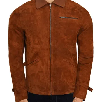 Allied Brad Pitt Brown Suede Leather Jacket
