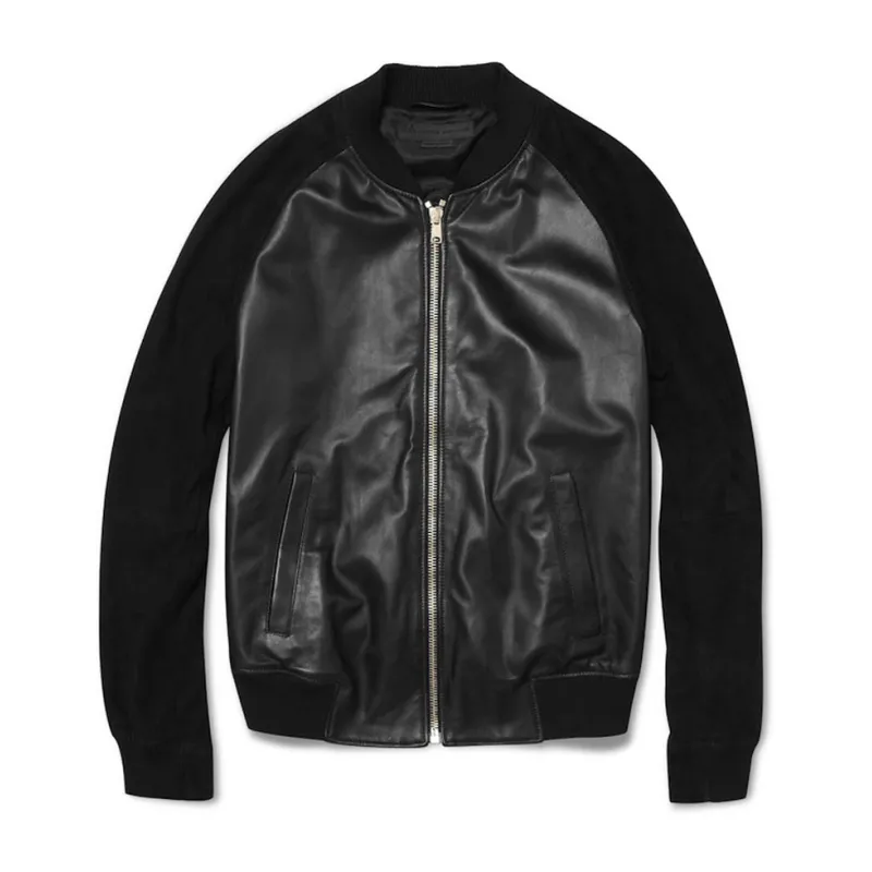 Andrew Garfield Jacket with Black Suede Leather Sleeves Andrew Garfield Jacket with Black Suede Leather Sleeves