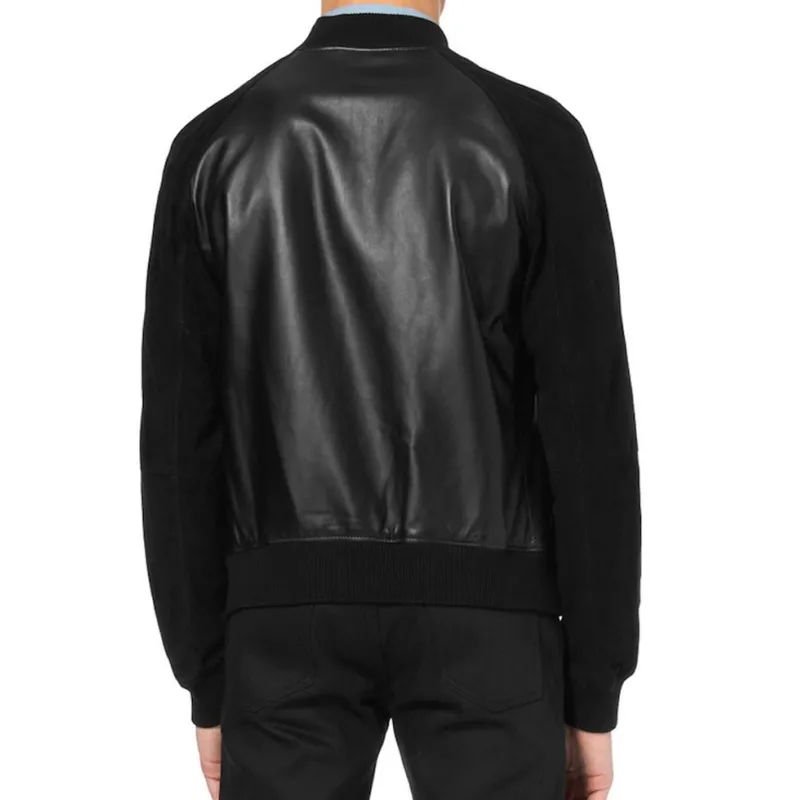Andrew Garfield Jacket with Black Suede Leather Sleeves Andrew Garfield Jacket with Black Suede Leather Sleeves
