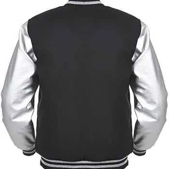 Varsity Angel Cola Black and Silver Bomber Jacket