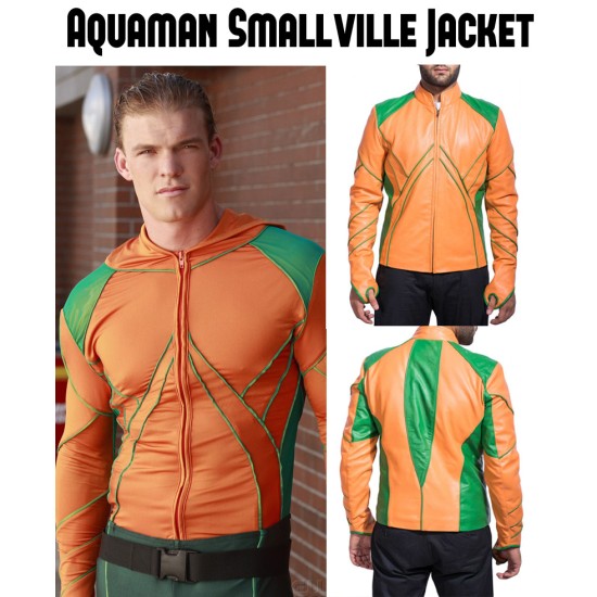 Smallville Aquaman Leather Jacket with Hoodie