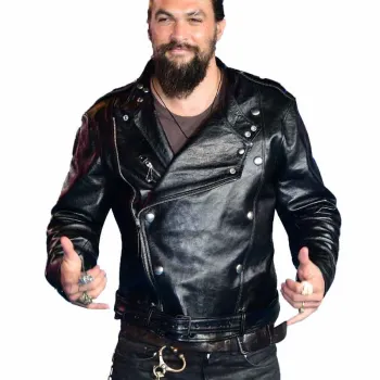 Aquaman Jason Momoa Black Leather Biker Jacket