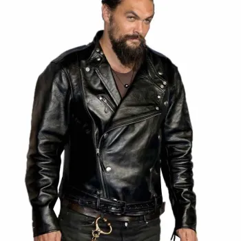 Aquaman Jason Momoa Black Leather Biker Jacket