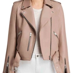 Arrow Willa Holland Biker Pink Leather Jacket