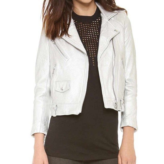 Willa Holland Arrow Sliver Motorcycle Leather Jacket