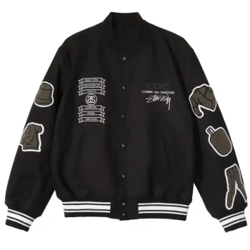 Asap Rocky Stussy CDG Wool Varsity Jacket