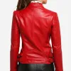 Women's Padded Sleeves Asymmetrical Red Leather Biker Jacket Women's Padded Sleeves Asymmetrical Red Leather Biker Jacket