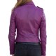 Women's Asymmetrical Zipper Purple Leather Biker Jacket