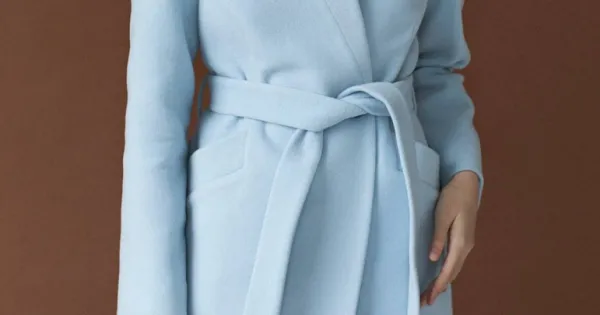 Autumn Baby Blue Wool Double Breasted Coat