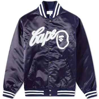 Bape Baseball Navy Blue Bomber Jacket