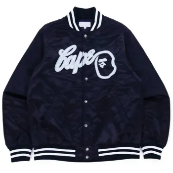 Bape Baseball Navy Blue Bomber Jacket