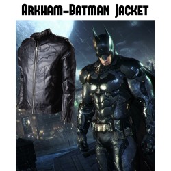 Batman Arkham Knight Black Leather Quilted Logo Jacket