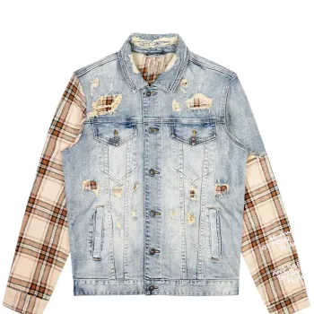 Big and Tall Plaid Denim Jacket