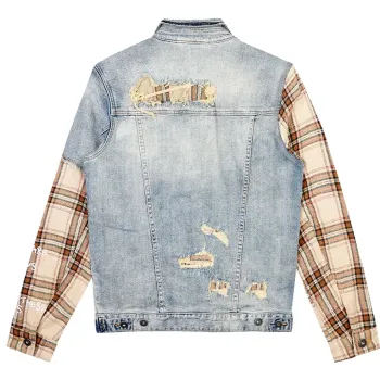 Big and Tall Plaid Denim Jacket