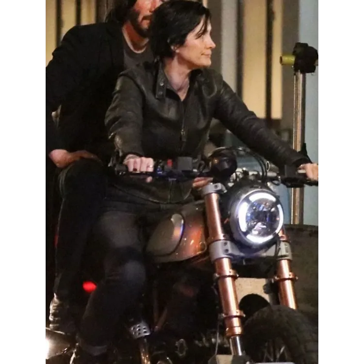 Carrie-Anne Moss The Matrix 4 Biker Leather Jacket Carrie-Anne Moss The Matrix 4 Biker Leather Jacket