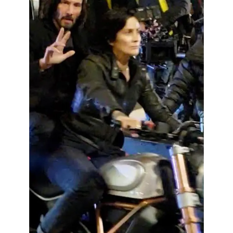 Carrie-Anne Moss The Matrix 4 Biker Leather Jacket Carrie-Anne Moss The Matrix 4 Biker Leather Jacket