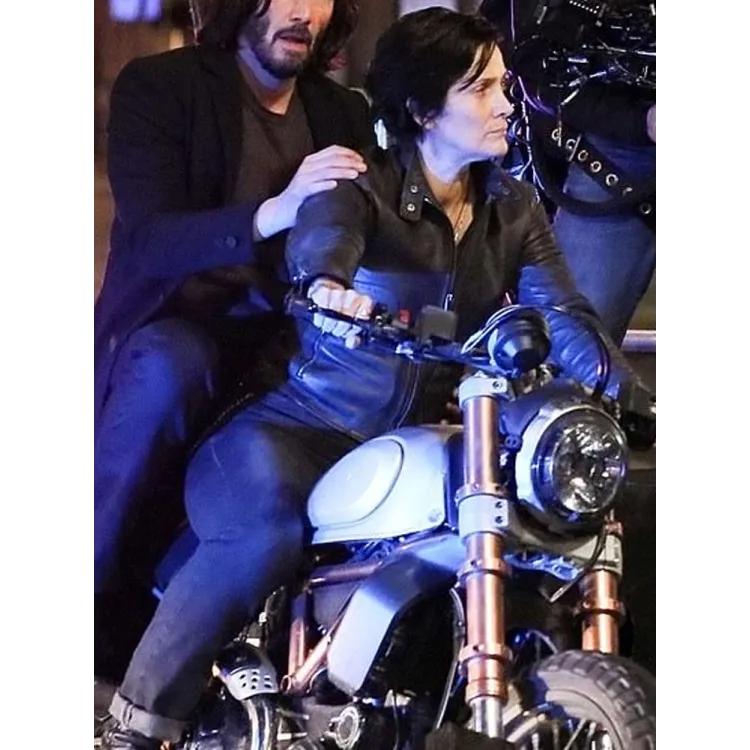 Carrie-Anne Moss The Matrix 4 Biker Leather Jacket Carrie-Anne Moss The Matrix 4 Biker Leather Jacket