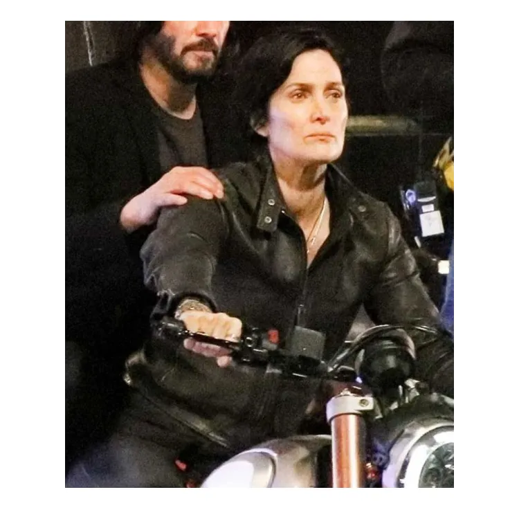 Carrie-Anne Moss The Matrix 4 Biker Leather Jacket Carrie-Anne Moss The Matrix 4 Biker Leather Jacket